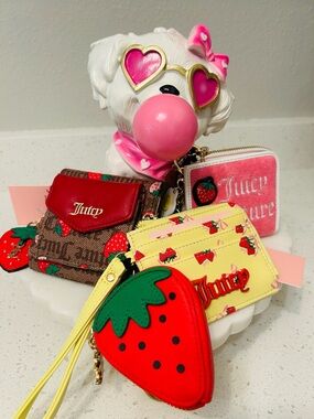 🆕🍓 Juicy Couture Super Strawberry Wallet Bundle NWT🍒